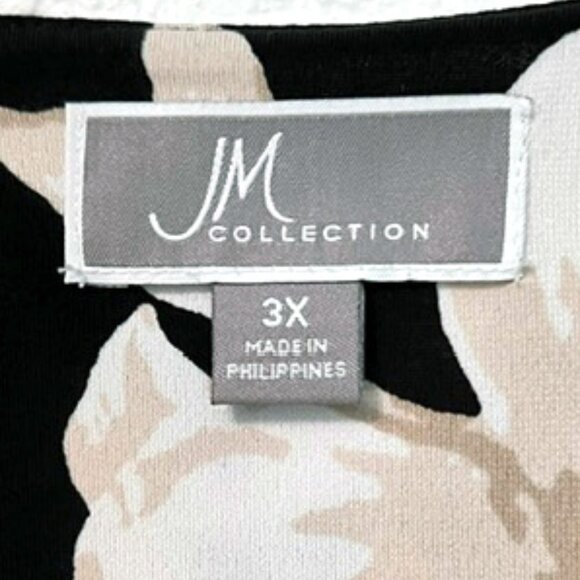 JM Collection Woman tunic, with Gold foil print accents and Studded Split-Sleeve - Picture 3 of 13